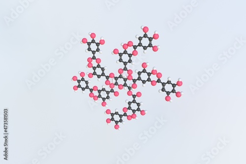 Photos Tannic acid molecule, scientific molecular model, looping 3d animation