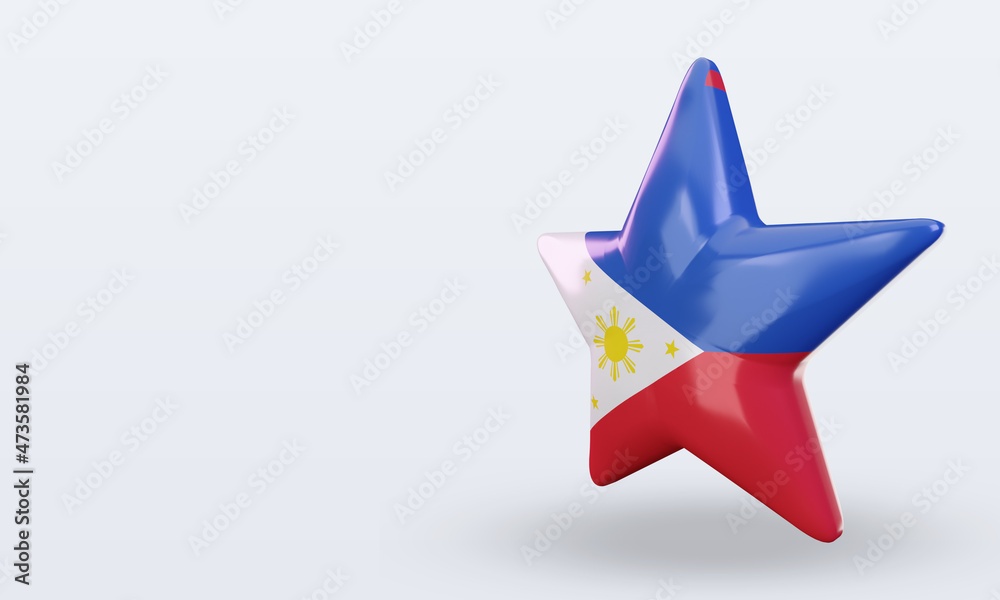 3d star Philippines flag rendering right view 3d star Philippines flag rendering right view