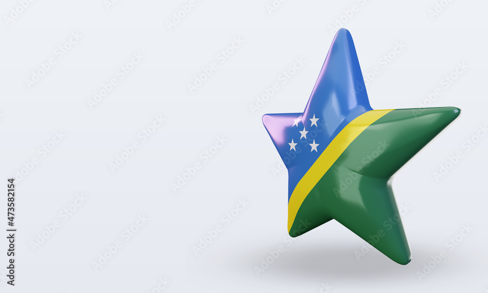 3d star Solomon Islands flag rendering right view 3d star Solomon Islands flag rendering right view