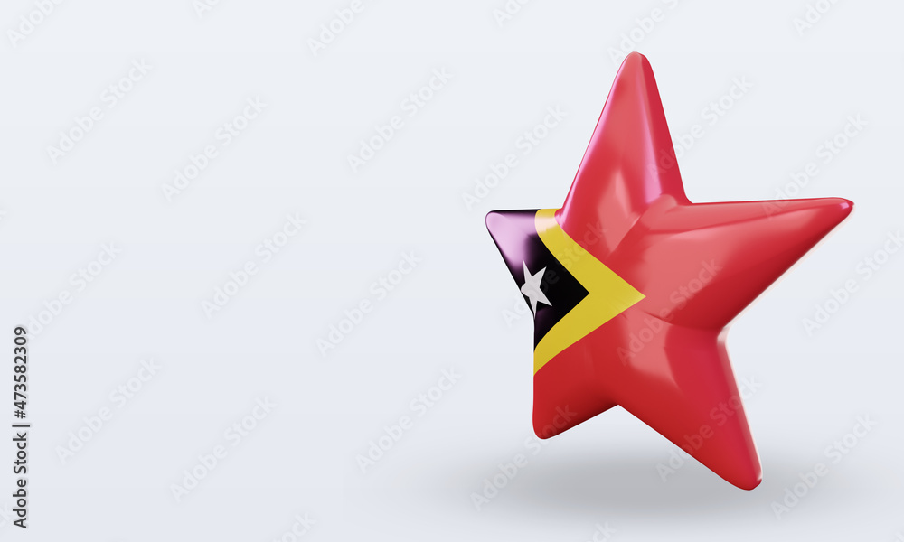 3d star Timor Leste flag rendering right view 3d star Timor Leste flag rendering right view