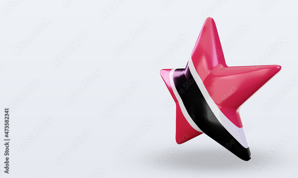 3d star Trinidad and Tobago flag rendering right view 3d star Trinidad and Tobago flag rendering right view