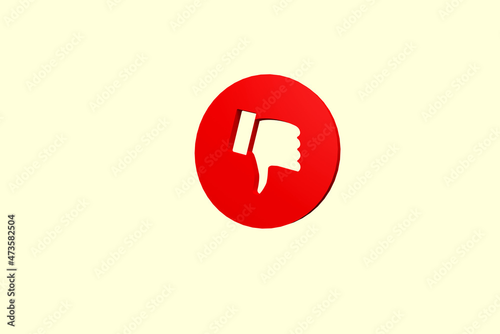 Thumb down icon on a colored background. Social media dislike or bad review concept. 3d rendering Thumb down icon on a colored background. Social media dislike or bad review concept. 3d rendering