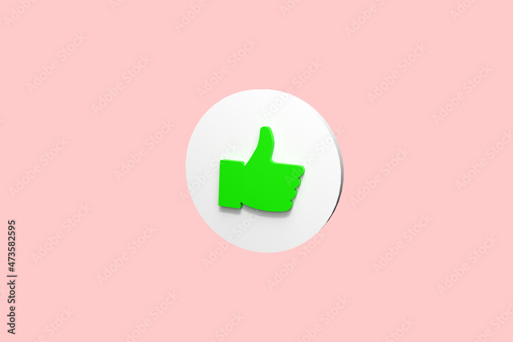Thumb up icon from the color background. Concept of like at social network, success or good feedback. 3d rendering Thumb up icon from the color background. Concept of like at social network, success or good feedback. 3d rendering