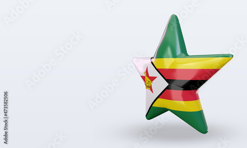 3d star Zimbabwe flag rendering right view