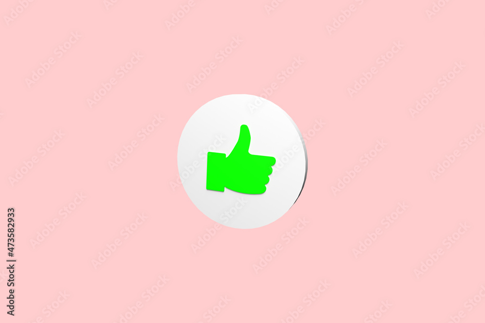 Thumb up icon from the color background. Concept of like at social network, success or good feedback. 3d rendering Thumb up icon from the color background. Concept of like at social network, success or good feedback. 3d rendering
