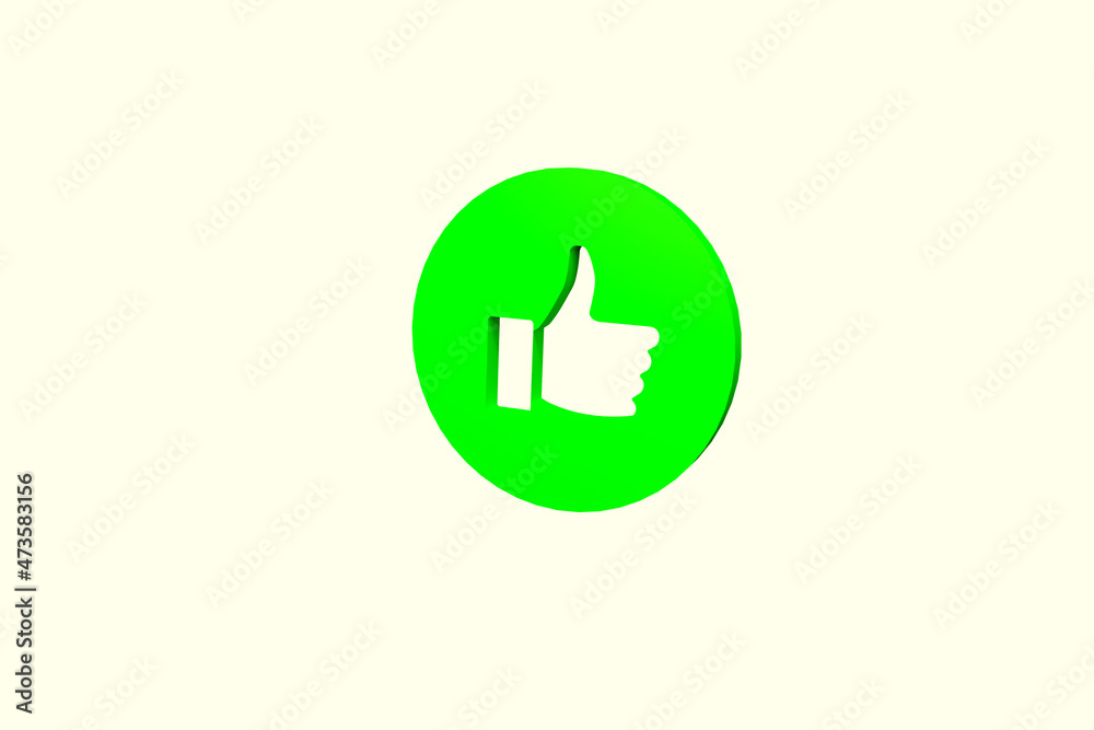 Thumb up icon from the color background. Concept of like at social network, success or good feedback. 3d rendering Thumb up icon from the color background. Concept of like at social network, success or good feedback. 3d rendering