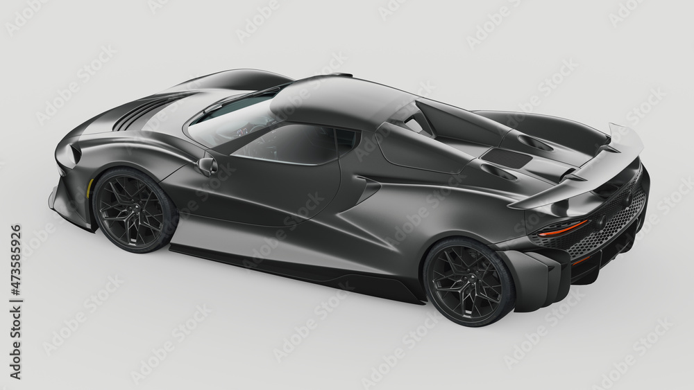 3D rendering of a brand-less generic concept car	
