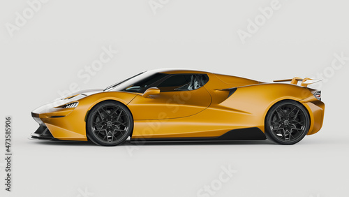 3D rendering of a brand-less generic concept car  