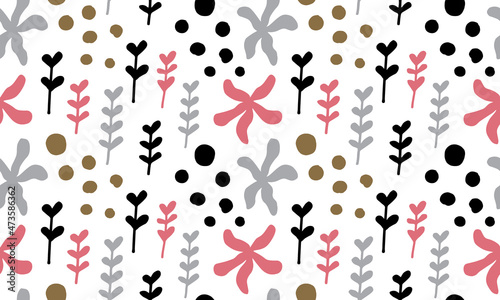 seamless repeating pattern with flowers and dots