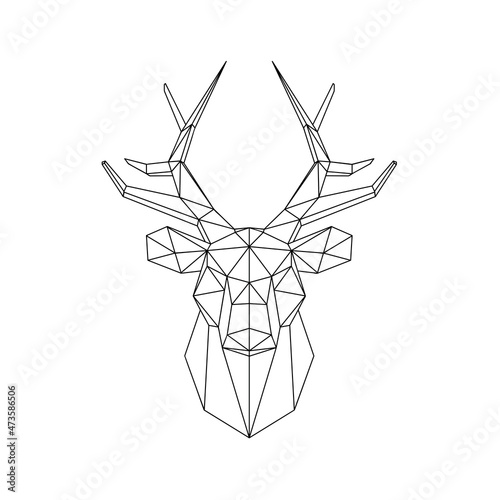 Low poly deer in black lines
