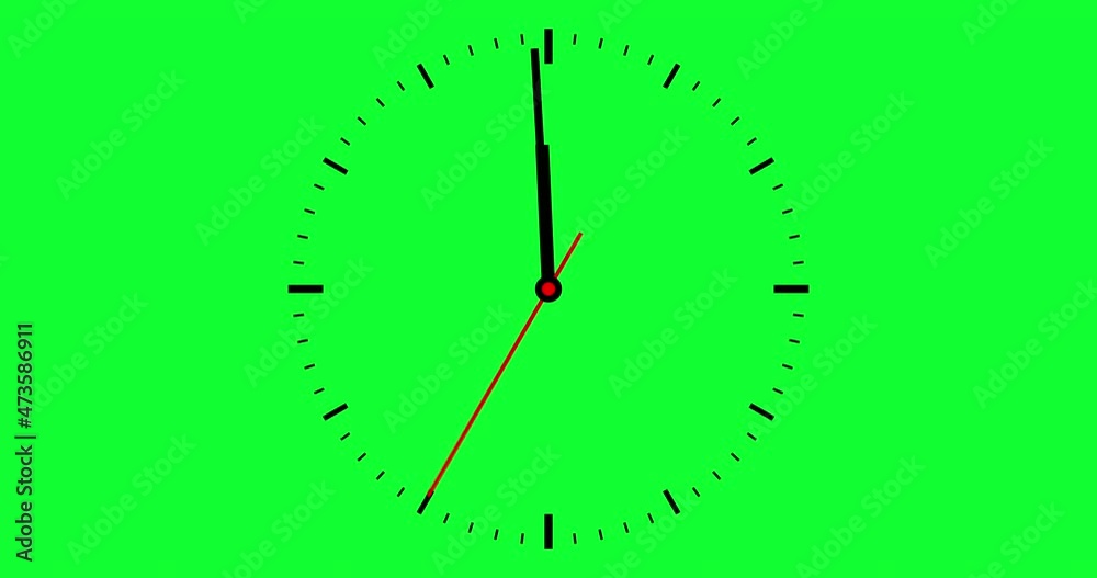 Wall Clock animation with ticking second hand, shows the last 30 seconds until 12. Animated