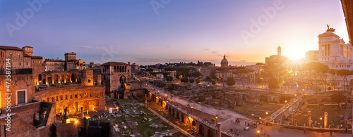 Landscape at sunset on Roman Forum, Rome
