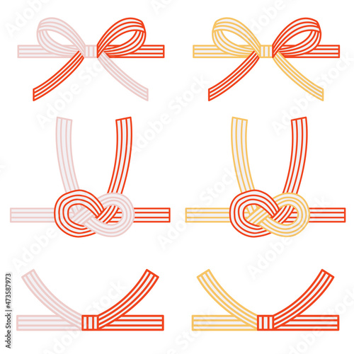 水引きの飾り紐のアイコンセット