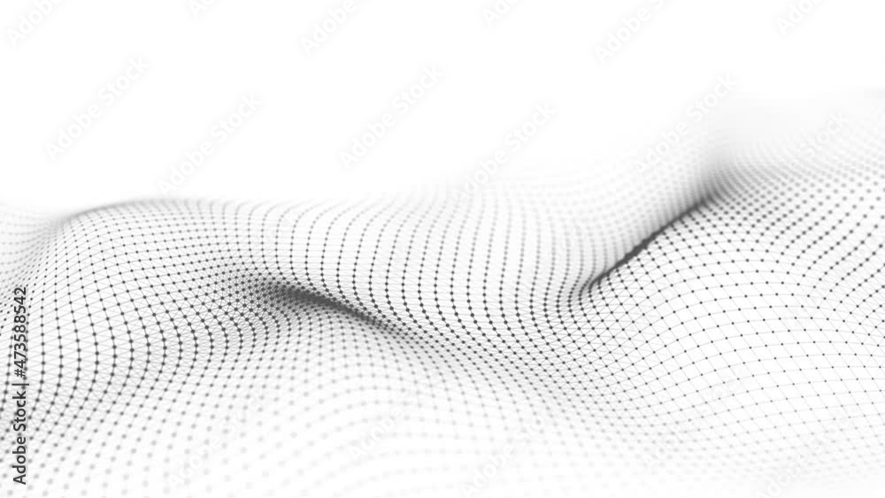 Abstract futuristic background. Big data visualization. Dynamic wave of particles. 3D rendering.