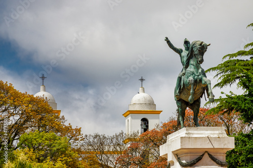 Statue of Jose de San Martin in the central square of Chascomus, Buenos Aires, Argentina