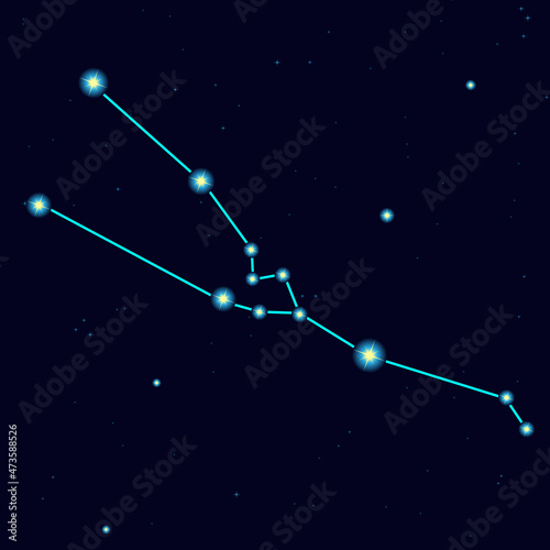 Vector starry sky with constellation taurus 