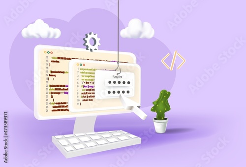 Hackers and cyber criminals phishing stealing private personal data, credentials, password, bank document email and credit card.