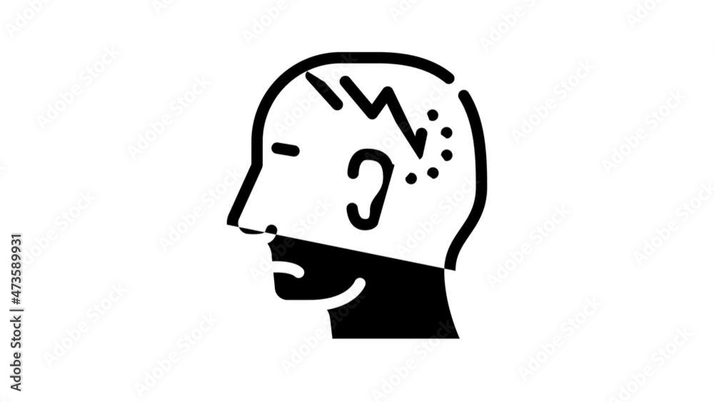 lightning neurosis or headache pain animated line icon lightning neurosis or headache pain sign. isolated on white background lightning neurosis or headache pain animated line icon lightning neurosis or headache pain sign. isolated on white background
