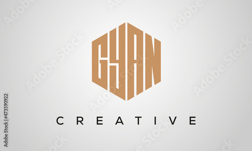 letters GYAN creative polygon hexagon logo victor template