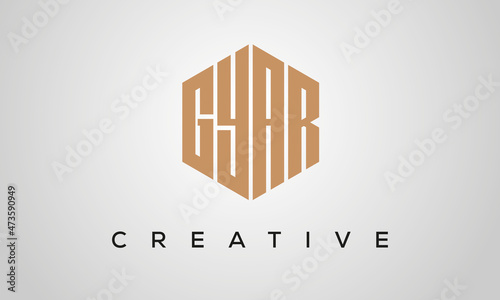 letters GYAR creative polygon hexagon logo victor template photo