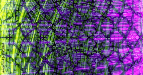 3d render with abstract bright colorful oversaturated green and purple color