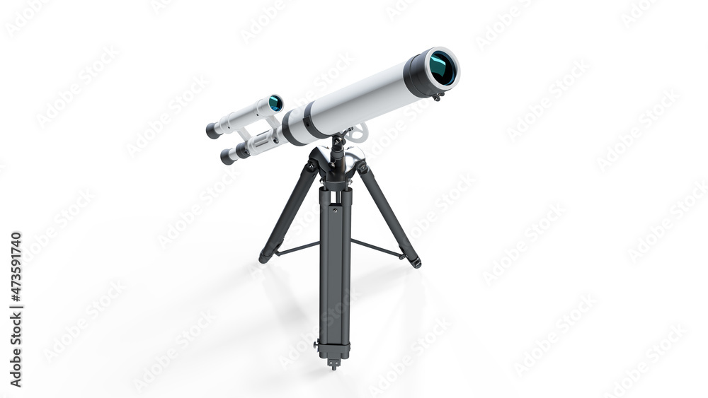 Realistic 3D Render of an antique Telescope mounted on a wooden tri-pod Realistic 3D Render of an antique Telescope mounted on a wooden tri-pod