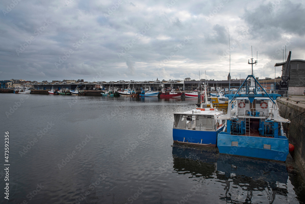 Fototapeta premium View of the town of Dieppe and its fishing port in Normandy, France