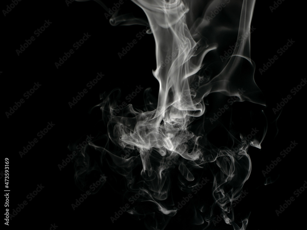 Chaotic mixing smoke creates abstract patterns on a black background Chaotic mixing smoke creates abstract patterns on a black background