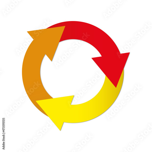 A Colourful Red Process Circular Arrow Illustration. Vector icon.