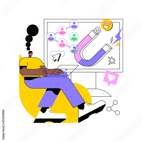 Viral content abstract concept vector illustration. Internet meme, viral content trends, social media marketing strategy, best sharing post, video production, high engagement abstract metaphor.