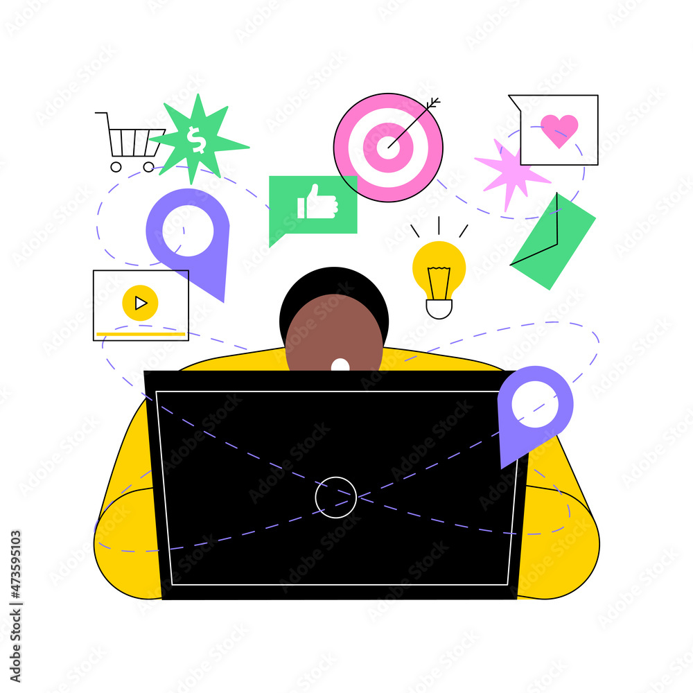Internet addiction abstract concept vector illustration. Real-life ...