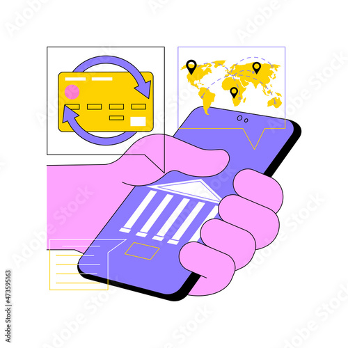Money transfer abstract concept vector illustration. Credit card transfer, digital payment method, online cashback service, electronic bank transaction, sending money worldwide abstract metaphor.