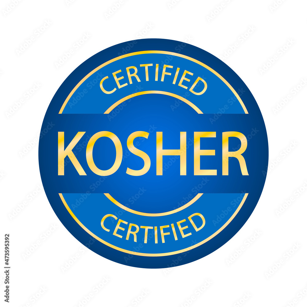 Kosher food products label, badge or logo. Vector Kosher sign certificate tag. Round icon. Sticker design.