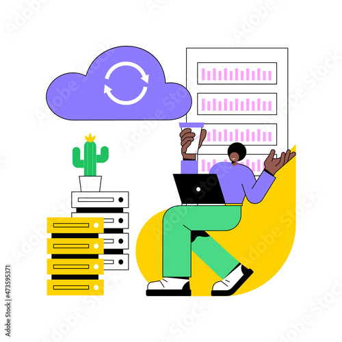 Backup server abstract concept vector illustration. Online data backup software, secondary system remote server, retrieval services to connected computers and related devices abstract metaphor.