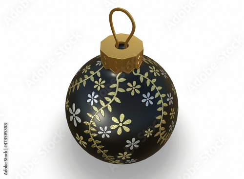 Christmas ball black decoration classic glossy blank simple basic. 3d-rendering