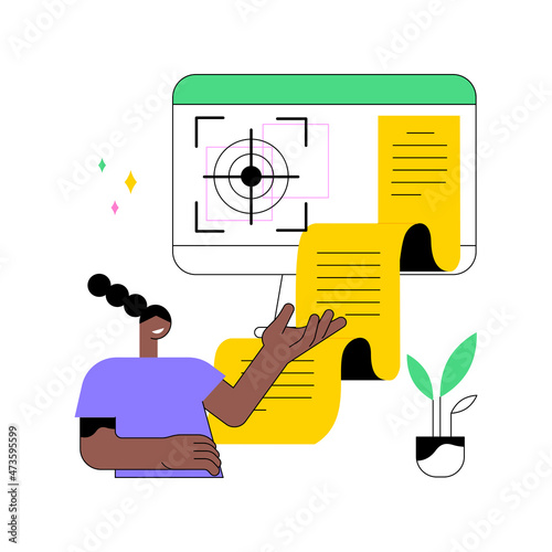 Vision and scope document abstract concept vector illustration. Vision statement, scope document, main plan, project management, software business analysis, idea and goal abstract metaphor.