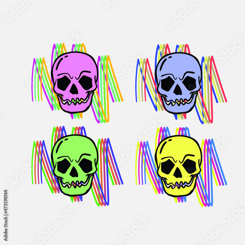 skull colorful illustration print on tshirts sweatshirts and souvenirs vector Premium Vector