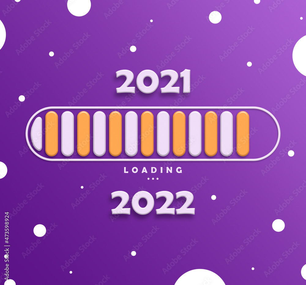 Loading bar new 2020 year on purple background 3d