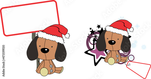 cute baby plush dogcharacter cartoon xmas collection illustration in vector format