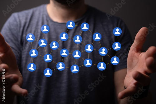 network holding in hand 3d ...
