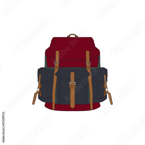 Vector Colorful Backpacks. Backpacks for schoolchildren, students, travellers and tourists. Back to School rucksack flat vector illustrations isolated on white.
