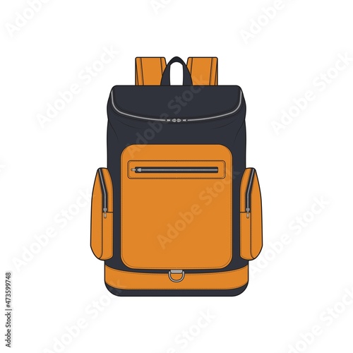 Vector Colorful Backpacks. Backpacks for schoolchildren, students, travellers and tourists. Back to School rucksack flat vector illustrations isolated on white.
