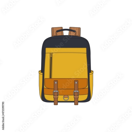 Vector Colorful Backpacks. Backpacks for schoolchildren, students, travellers and tourists. Back to School rucksack flat vector illustrations isolated on white.
