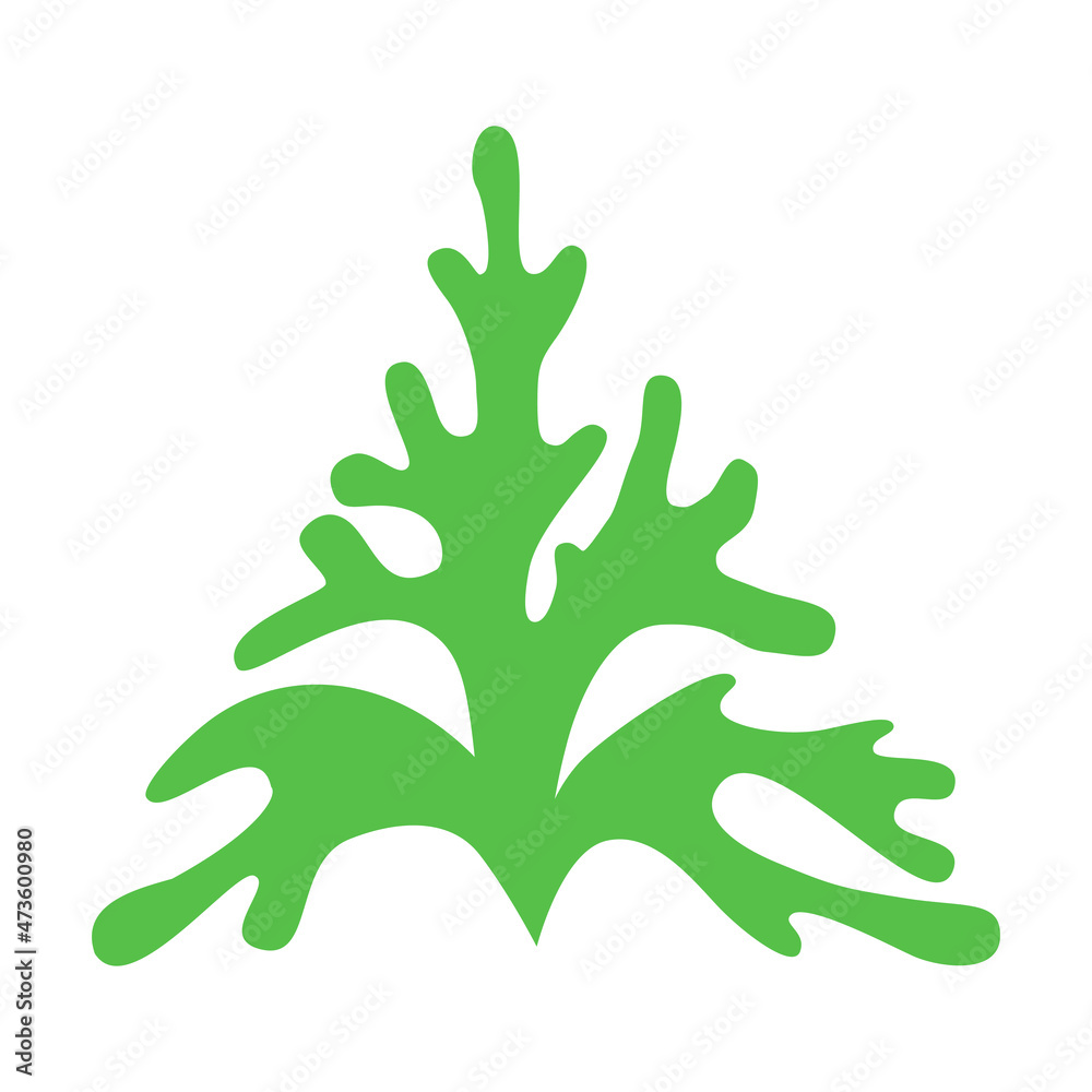 The triangular logo of green seaweed is isolated The triangular logo of green seaweed is isolated