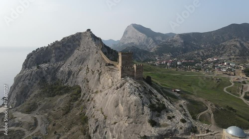 fortress with great wall with view on mountain
