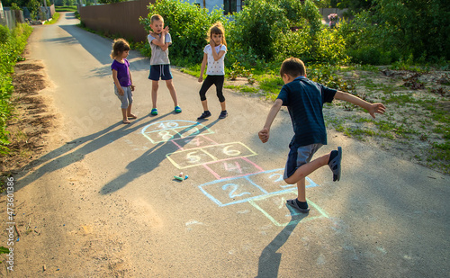 street children's games in classics. Selective focus. photo