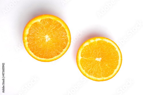 orange slices close-up on a white background