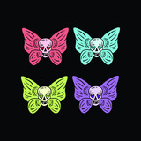 skull butterfly illustration print on tshirts sweatshirts and souvenirs vector Premium Vector