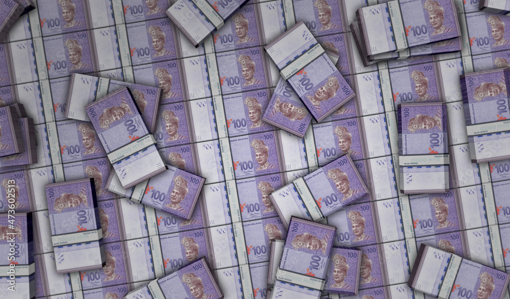 Obraz premium Malaysia Ringgit money banknotes pack 3d illustration
