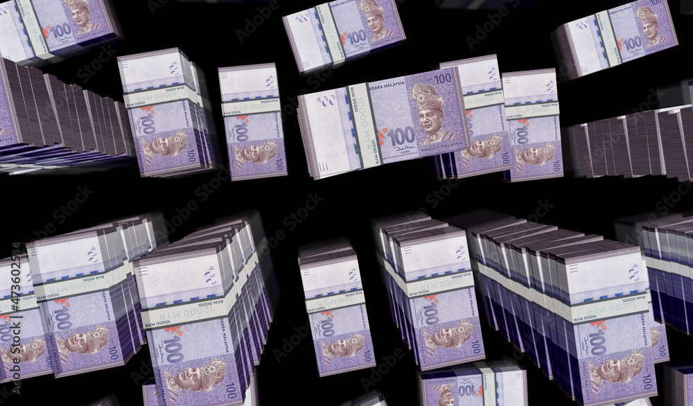 Malaysia Ringgit money banknotes pack 3d illustration Malaysia Ringgit money banknotes pack 3d illustration